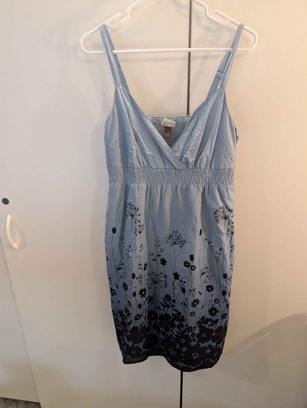 Sonoma Large Light Blue Floral Print Spaghetti Strap Dress NWT